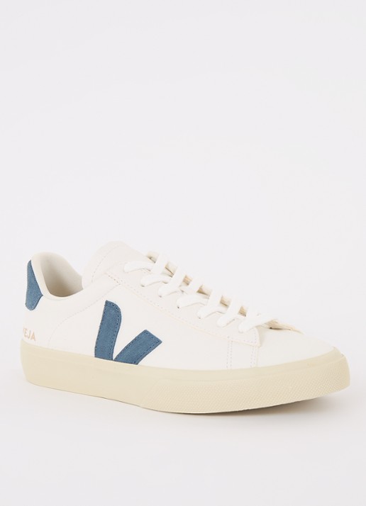 Veja Campo sneaker van leer met suède details - voorkant 3 staalblauw