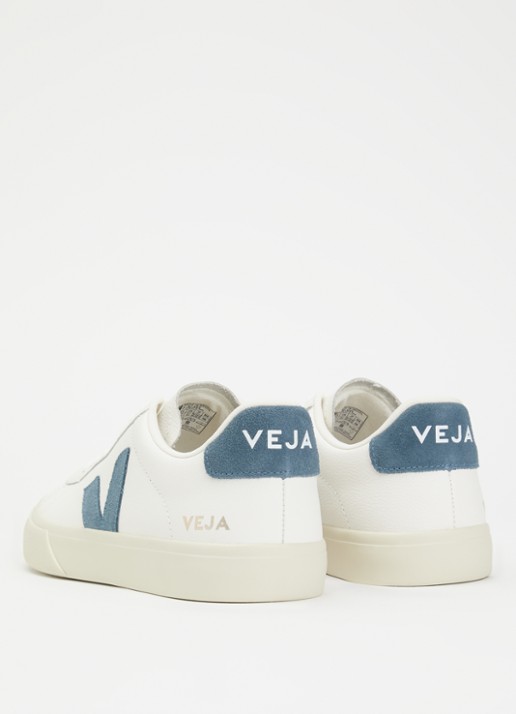 Veja Campo sneaker van leer met suède details - achterkant 2 staalblauw