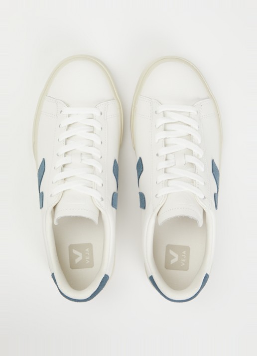 Veja Campo sneaker van leer met suède details - detail 9 staalblauw