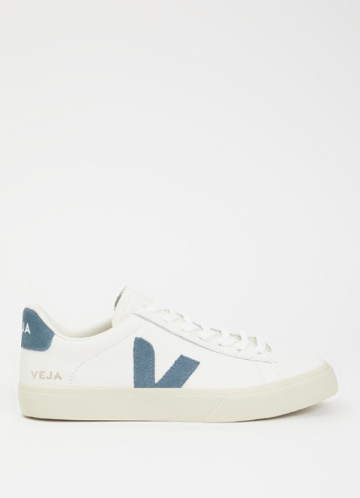 Veja Campo sneaker van leer met suède details - voorkant 4 staalblauw