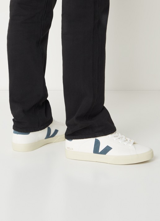 Veja Campo sneaker van leer met suède details  - voorkant 2 wit
