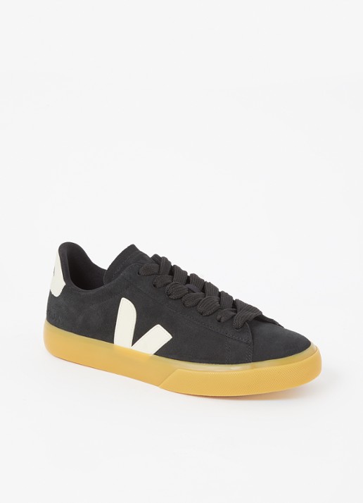 Veja Campo sneaker van suède met leren details - voorkant 4 zwart