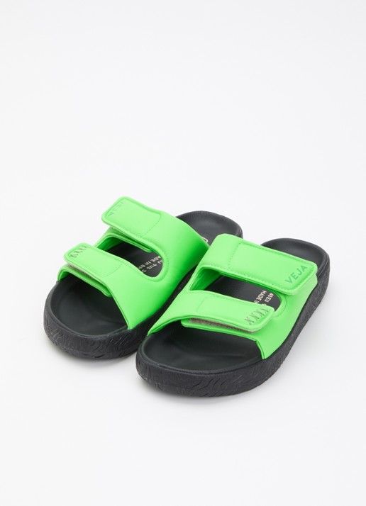Veja Etna slipper van leer met logo - detail 3 neongroen