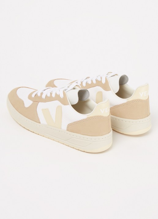 Veja V-10 sneaker met suède details - detail 2 beige