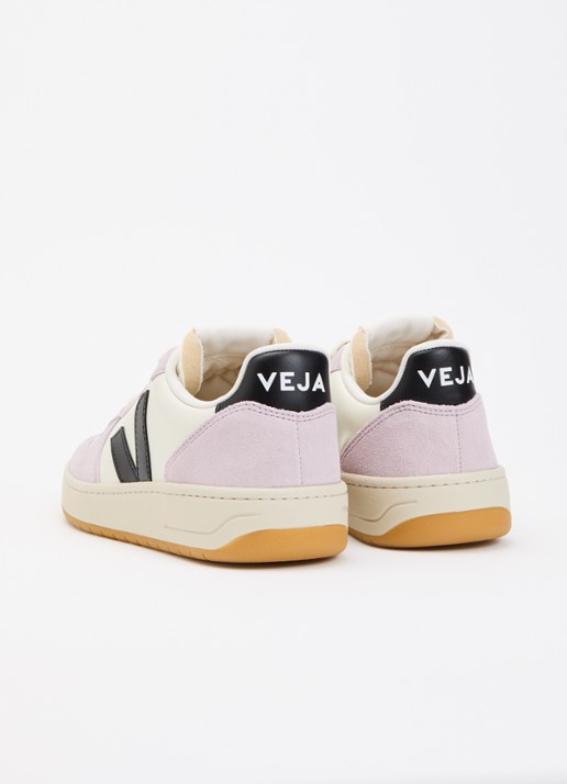Veja V-10 sneaker van leer met logo - achterkant 4 gebroken wit