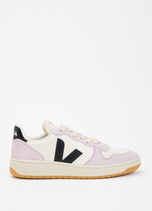 Veja V-10 sneaker van leer met logo