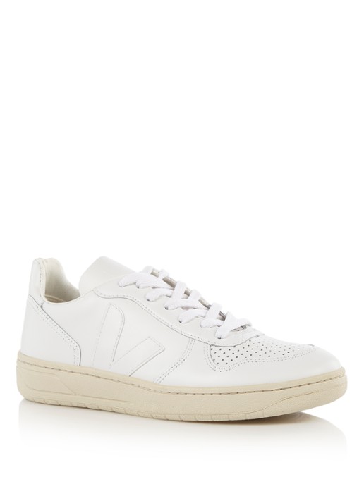 Veja V-10 sneaker van leer - voorkant wit