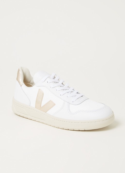 Veja V-10 sneaker van leer - voorkant goud