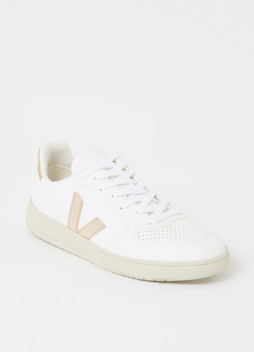 Veja V-10 sneaker van leer - voorkant wit