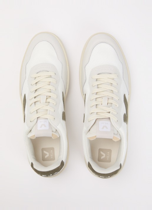 Veja V-90 sneaker van mesh met suède en leren details - detail 2 wit