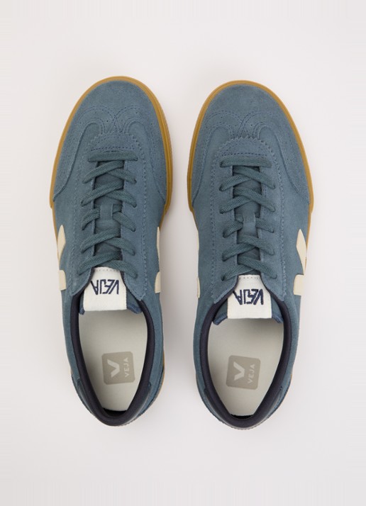 Veja Volley sneaker van suède - detail 4 staalblauw