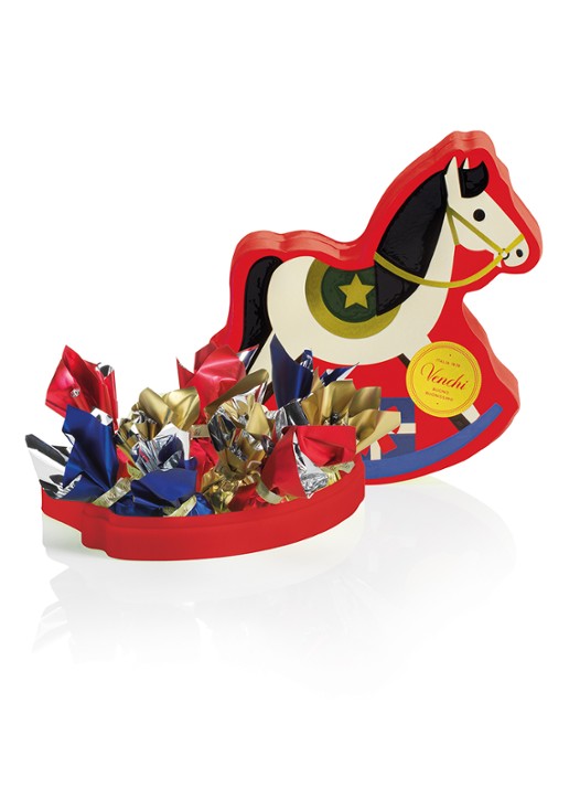 Venchi Rocking Horse chocolade bonbons in blik 160 gram