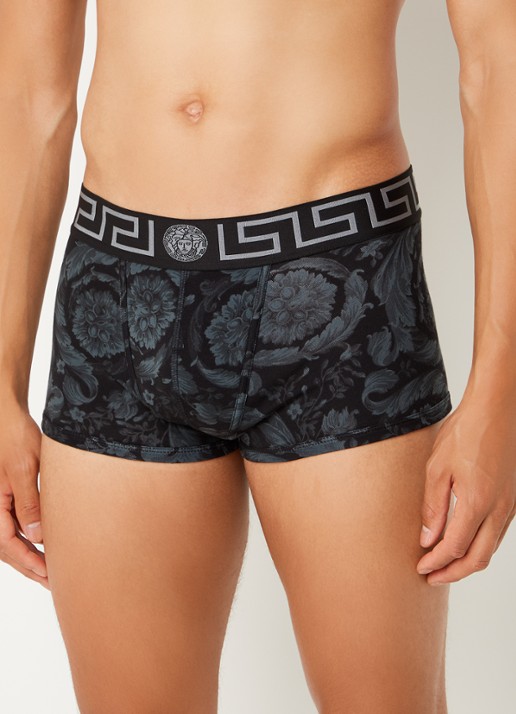 Versace Boxershort met logoband en print - detail 4 zwart