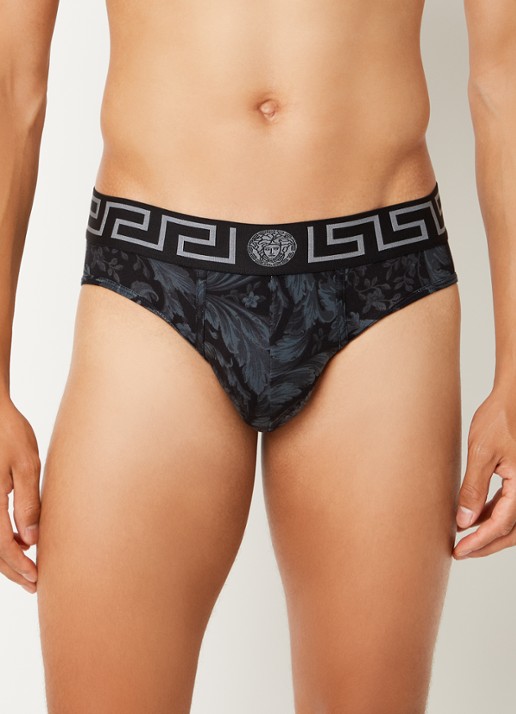 Versace Boxershort met logoband en print - detail 4 zwart