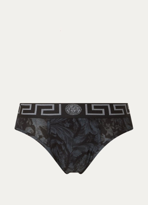 Versace Boxershort met logoband en print - voorkant 2 zwart