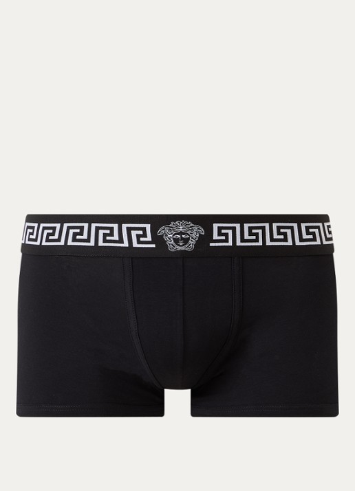 Versace Boxershort van katoen met logoband - voorkant zwart