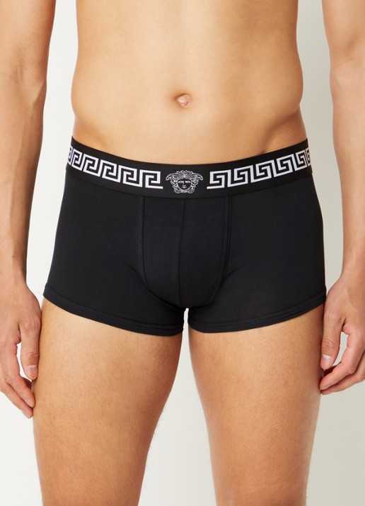 Versace Boxershort van katoen met logoband - voorkant 2 zwart