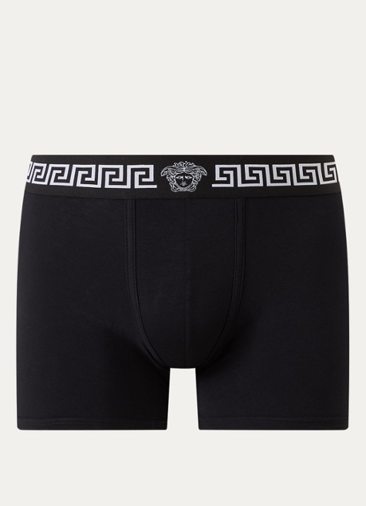Versace Boxershort van katoen met logoband - voorkant 2 zwart