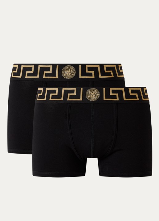 Versace Boxershorts met logoband in 2-pack - voorkant zwart