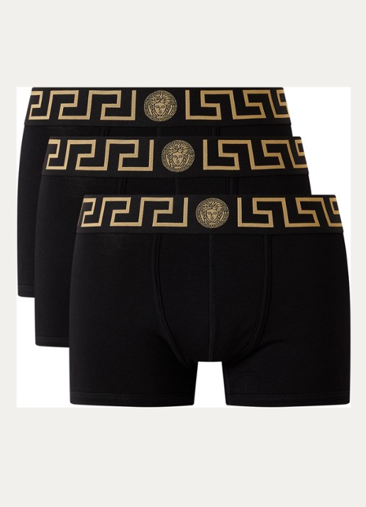 Versace Boxershorts met logoband in 3-pack - voorkant zwart