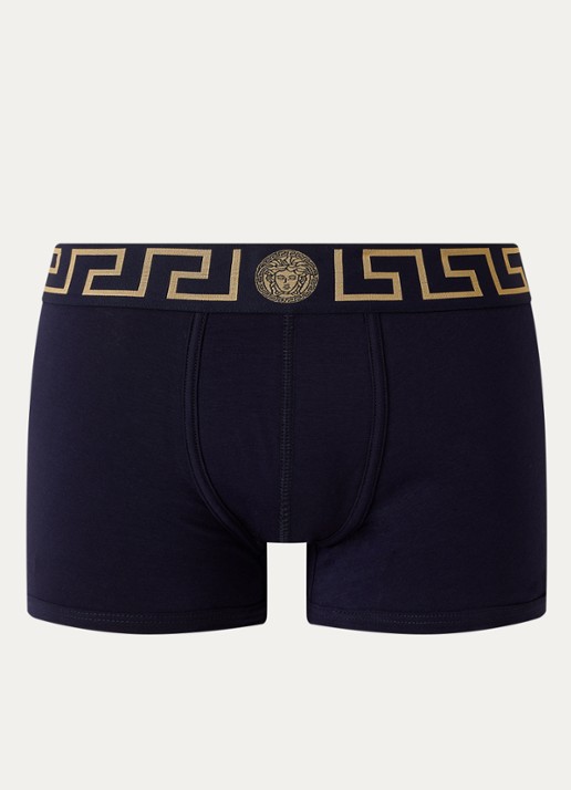 Versace Boxershorts met logoband - voorkant donkerblauw