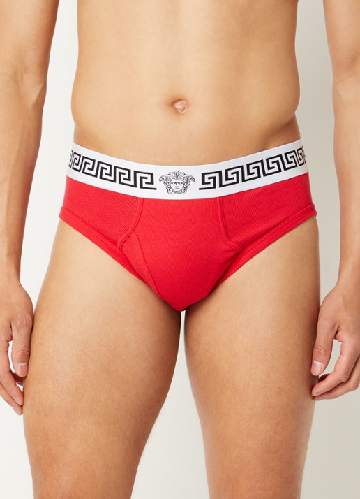 Versace Boxerslip met logoband - voorkant 3 rood