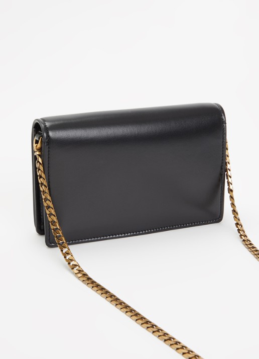 Versace Emblème clutch van lamsleer met afneembare schouderriem - achterkant zwart