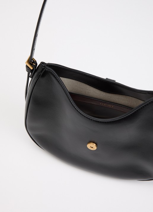 Versace Emblème schoudertas van lamsleer met logodetail - detail zwart