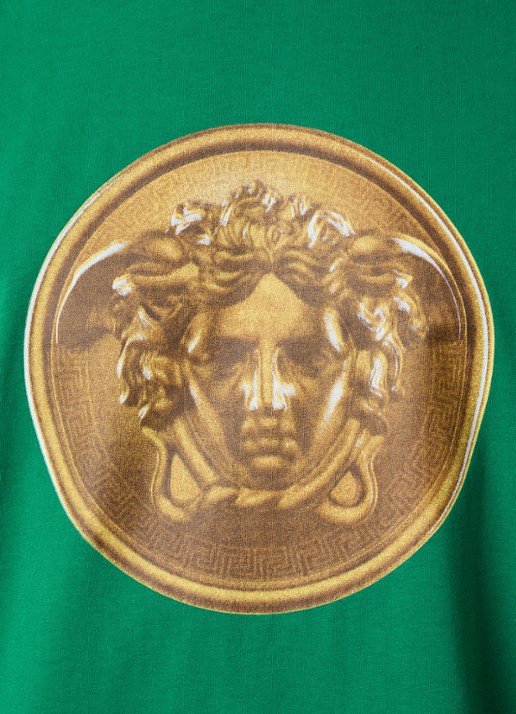 Versace Gold Coin T-shirt met logoprint - detail 3 groen