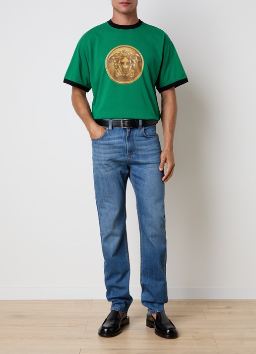 Versace Gold Coin T-shirt met logoprint - voorkant 5 groen