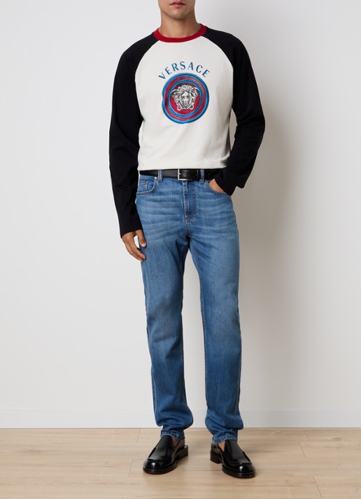 Versace Medusa Moneta longsleeve met logoprint - voorkant 3 gebroken wit