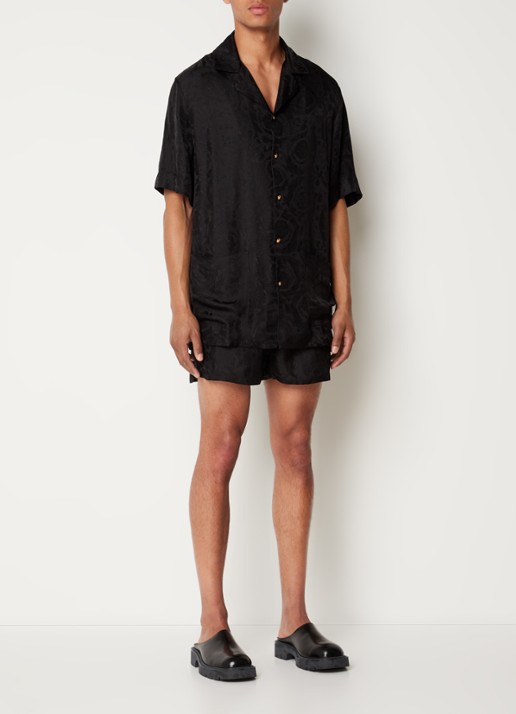 Versace Pyjamashorts met logoband en barokprint - voorkant 3 zwart