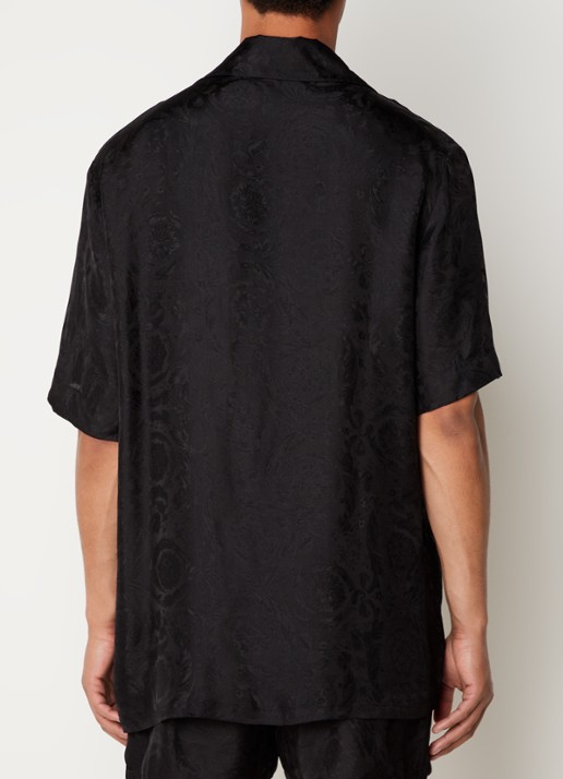 Versace Pyjamatop met jacquard dessin en opgestikte zakken - achterkant 5 zwart