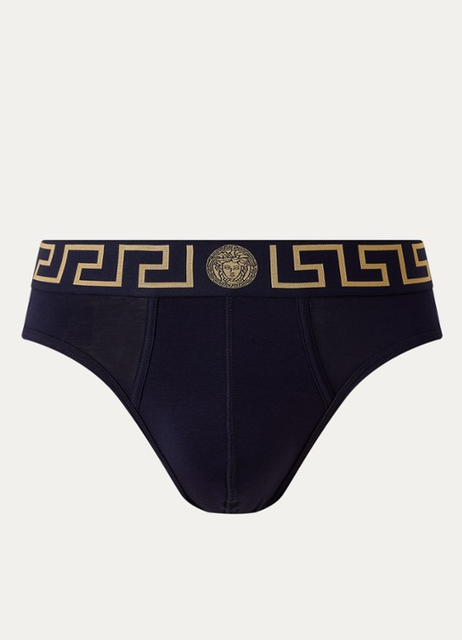 Versace Slip met logoband - voorkant donkerblauw