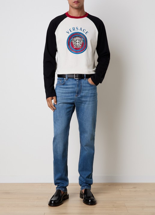 Versace Straight leg jeans met lichte wassing - voorkant 2 indigo