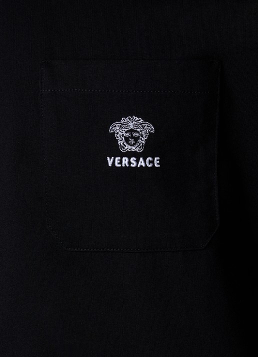 Versace T-shirt met logoborduring - detail 2 zwart