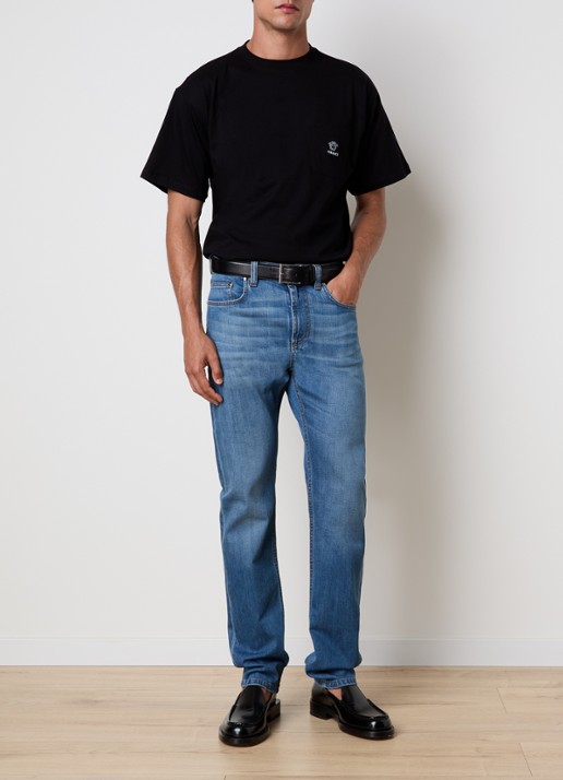 Versace T-shirt met logoborduring - voorkant 4 zwart
