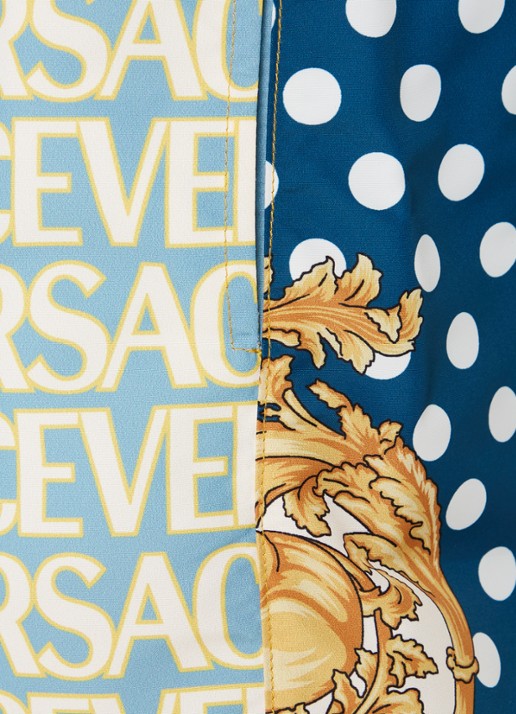 Versace Zwemshorts met logoprint en steekzakken - detail 4 donkerblauw