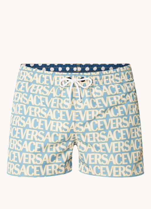Versace Zwemshorts met logoprint en steekzakken - voorkant donkerblauw