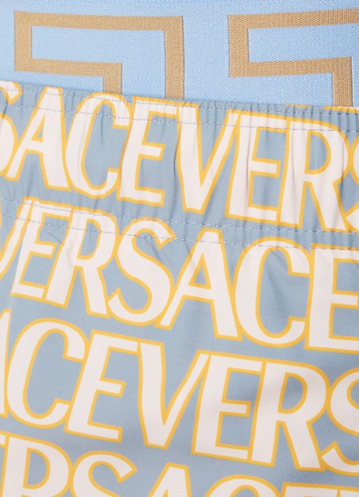 Versace Zwemshorts met logoprint en steekzakken - detail 3 staalblauw