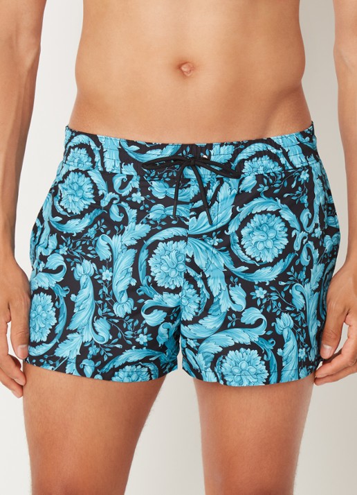 Versace Zwemshorts met print en steekzakken - detail 4 blauw