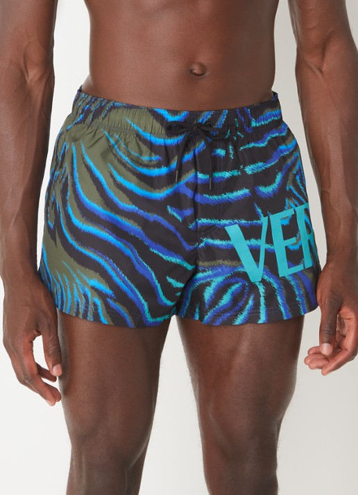 Versace Zwemshorts met steekzakken en logoprint - detail 2 zwart