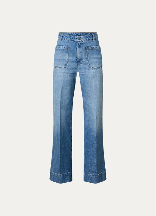 Victoria Beckham Alina 32 Inch high waist flared leg jeans met persplooi