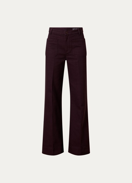 Victoria Beckham Alina 32 Inch high waist flared leg jeans met persplooi - voorkant 4 aubergine