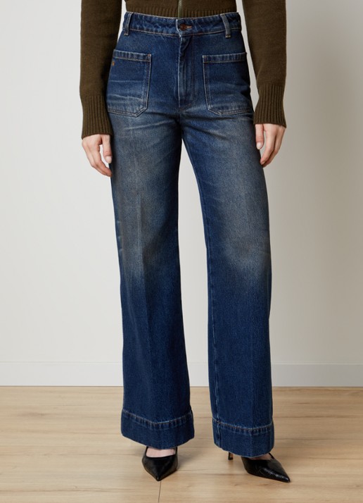 Victoria Beckham Alina high waist flared fit jeans met medium wassing
