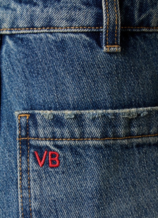 Victoria Beckham Alina high waist flared jeans met medium wassing - detail 5 blauw