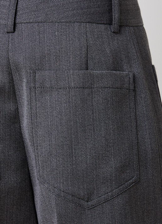Victoria Beckham Alina high waist straight fit pantalon van scheerwol met gemêleerd dessin - detail 5 middengrijs