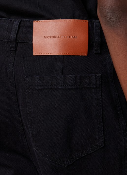 Victoria Beckham Alina high waist wide leg jeans met gekleurde wassing - detail 5 zwart