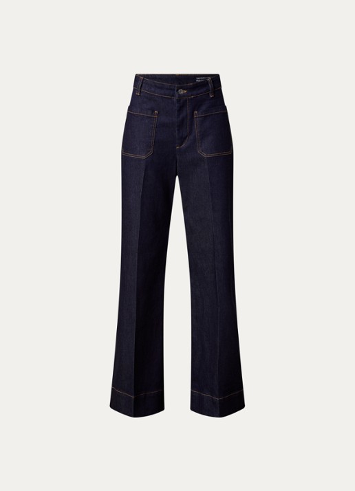 Victoria Beckham Alina Stretch high waist wide leg jeans met donkere wassing - voorkant indigo