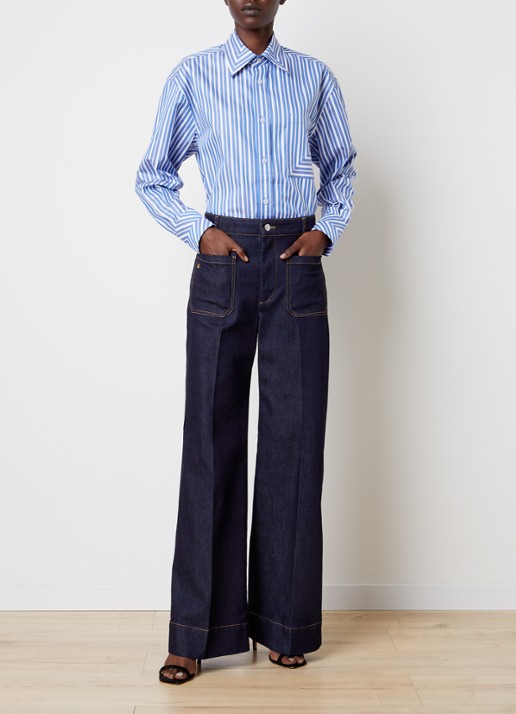 Victoria Beckham Alina Stretch high waist wide leg jeans met donkere wassing - voorkant 2 indigo